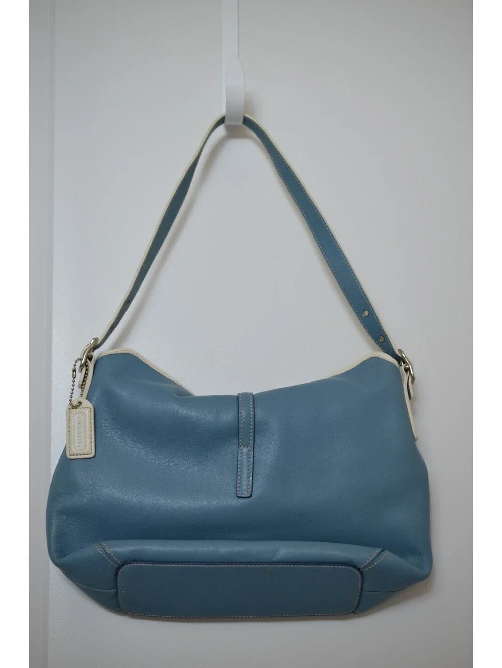 Vintage 2003 Coach 9266 Blue Leather Hobo Shoulder Bag Y2K Clip Purse